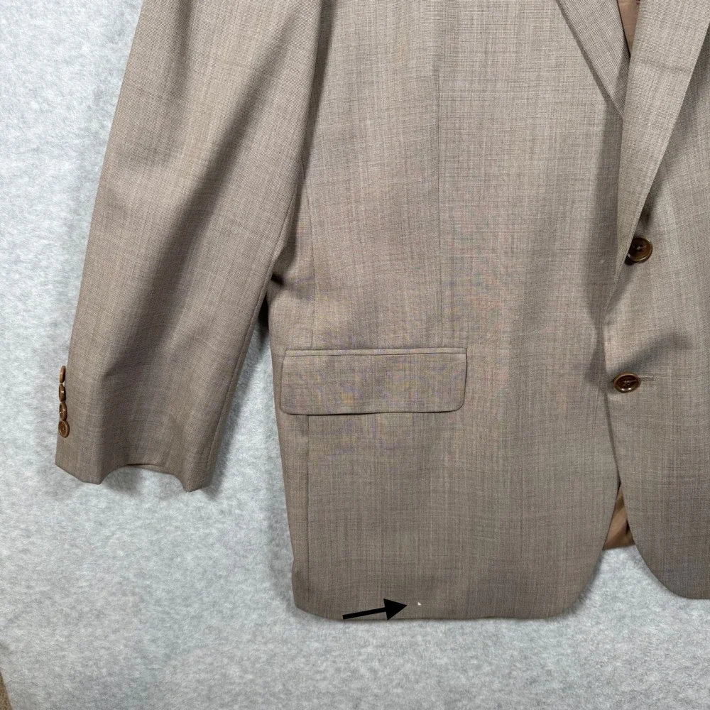 Brooks Brothers 1818 Madison Saxon Suit Tan Houndstooth 46R Made in USA *Read* - Picture 4 of 16